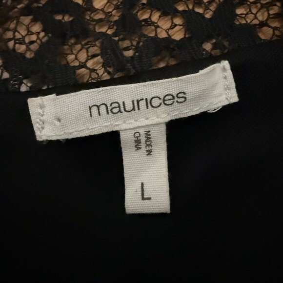 Maurices Black Dress | Lace Shoulder Detail | Zip-Neck Collar | Mid-Thigh Length - Picture 5 of 6